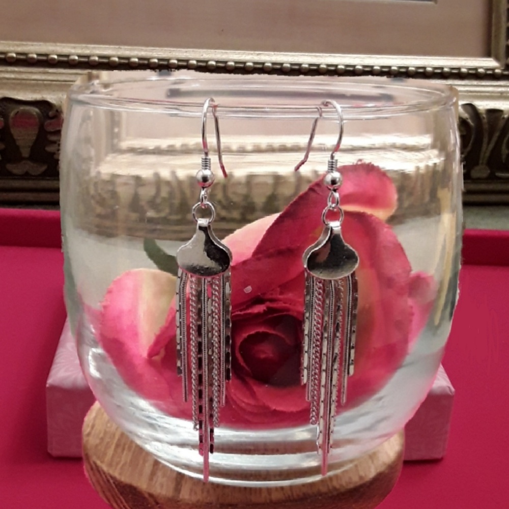 NEW S925 Sterling Silver Silky Tassel Earrings - Picture 2 of 4